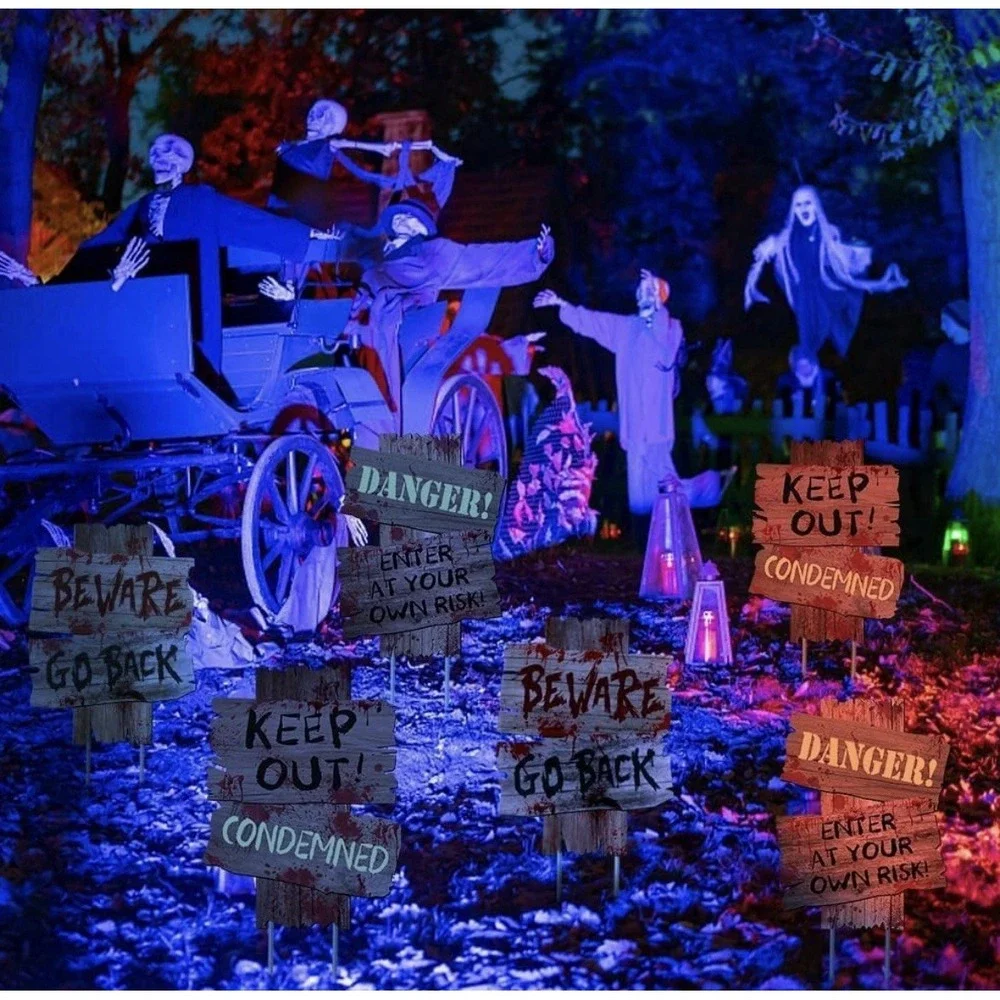 3 Halloween Yard Signs With‎ Stakes Scary Keep Out Danger